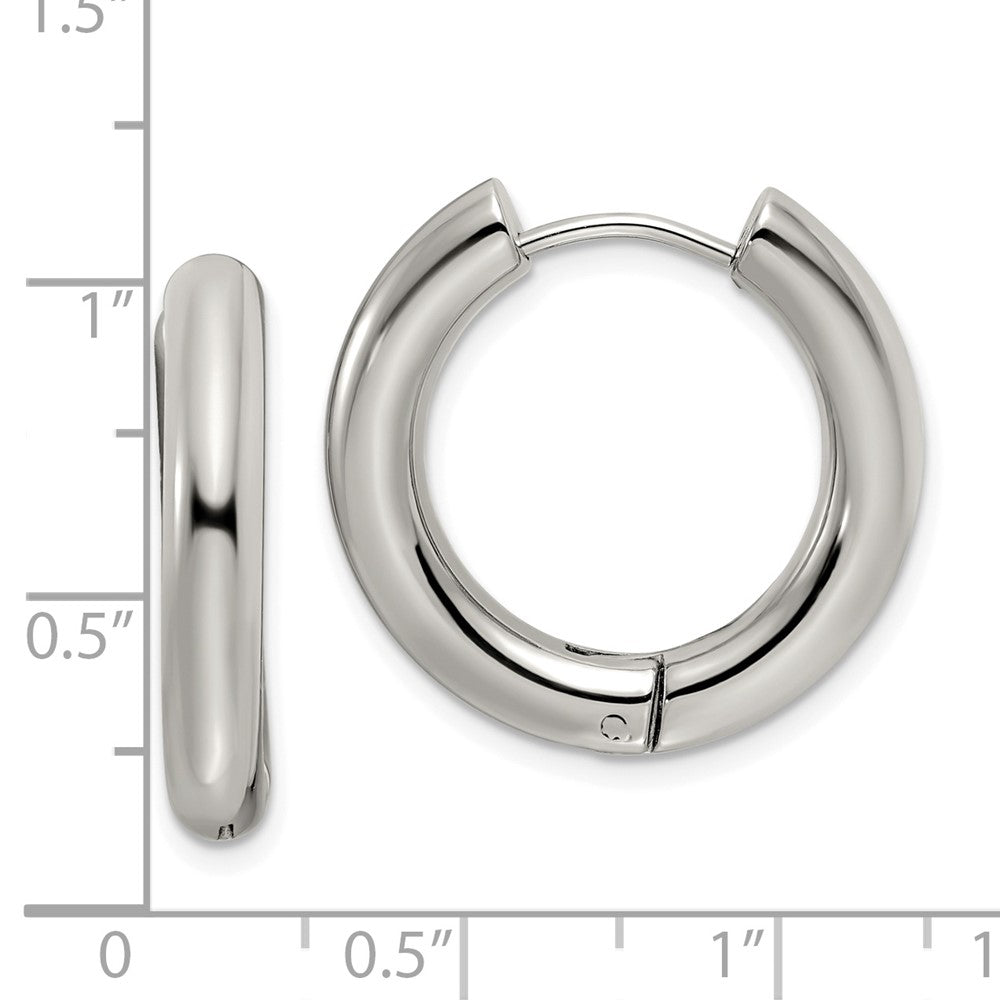 Chisel Stainless Steel Polished 4mm Hinged Hoop Earrings