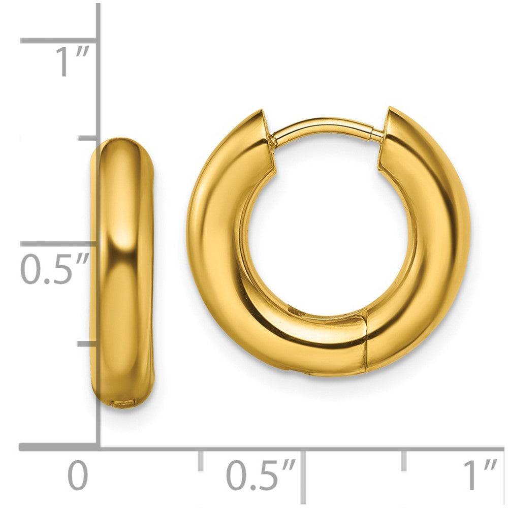 Chisel Stainless Steel Polished Yellow IP-plated 4mm Hinged Hoop  Earrings