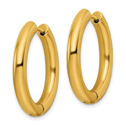 Chisel Stainless Steel Polished Yellow IP-plated 4mm Hinged Hoop Earrings