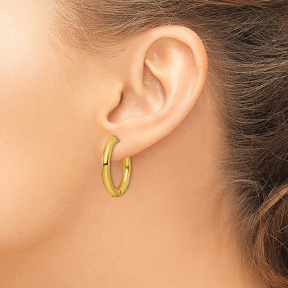 Chisel Stainless Steel Polished Yellow IP-plated 4mm Hinged Hoop Earrings