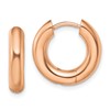 Chisel Stainless Steel Polished Rose IP-plated 4mm Hinged Hoop Earrings