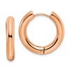 Chisel Stainless Steel Polished Rose IP-plated 4mm Hinged Hoop Earrings