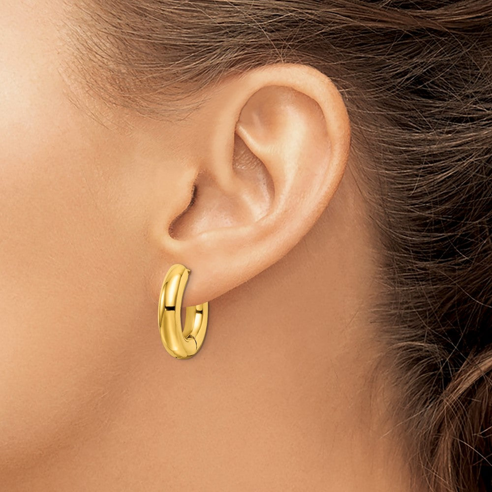 Chisel Stainless Steel Polished Yellow IP-plated 5mm Hinged Hoop Earrings