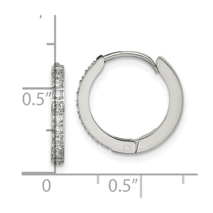 Chisel Stainless Steel Polished with Preciosa Crystal 2mm Hinged Hoop Earrings