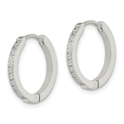 Chisel Stainless Steel Polished with Preciosa Crystal 2mm Hinged Hoop Earrings