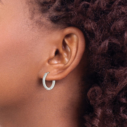 Chisel Stainless Steel Polished with Preciosa Crystal 2mm Hinged Hoop Earrings
