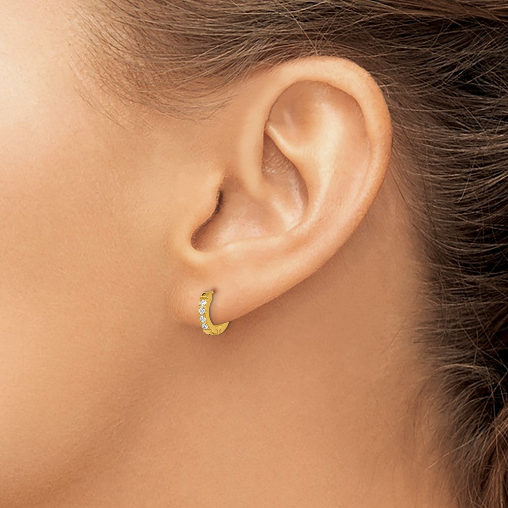 Chisel Stainless Steel Polished Yellow IP-plated with Preciosa Crystal Hinged Hoop Earrings