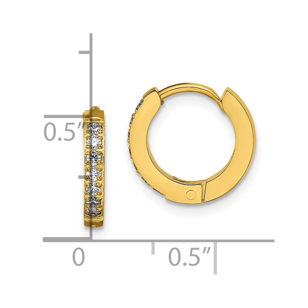 Chisel Stainless Steel Polished Yellow IP-plated with Preciosa Crystal Hinged Hoop Earrings