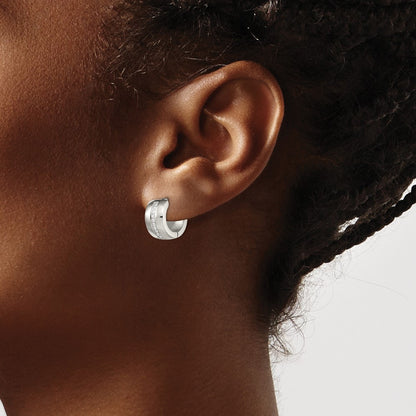 Chisel Stainless Steel Polished with Preciosa Crystal 7mm Hinged Hoop Earrings