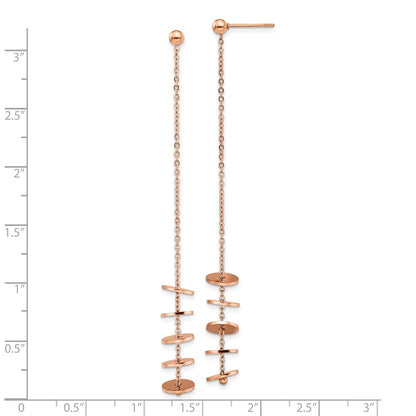 Chisel Stainless Steel Polished Rose IP-plated Post Dangle Earrings
