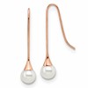 Chisel Stainless Steel Polished Rose IP-plated Imitation Pearl Shepherd Hook Earrings