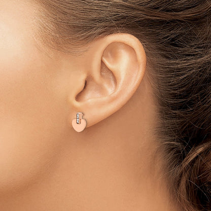 Chisel Stainless Steel Polished Rose IP-plated Heart with CZ Post Earrings