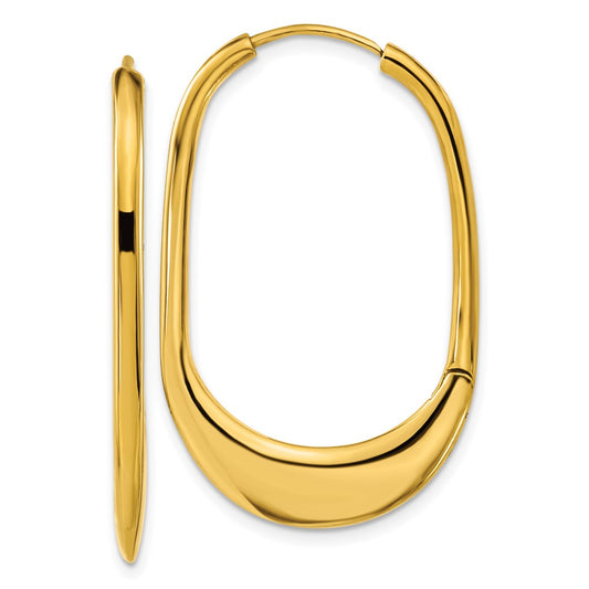 Chisel Stainless Steel Polished Yellow IP-plated Hinged Hoop Earrings