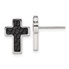 Chisel Stainless Steel Brushed Polished and Textured Black IP-plated Cross Post Earrings