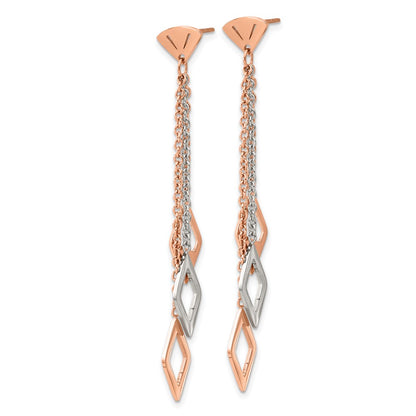 Stainless Steel Polished Rose IP-plated Post Dangle Earrings
