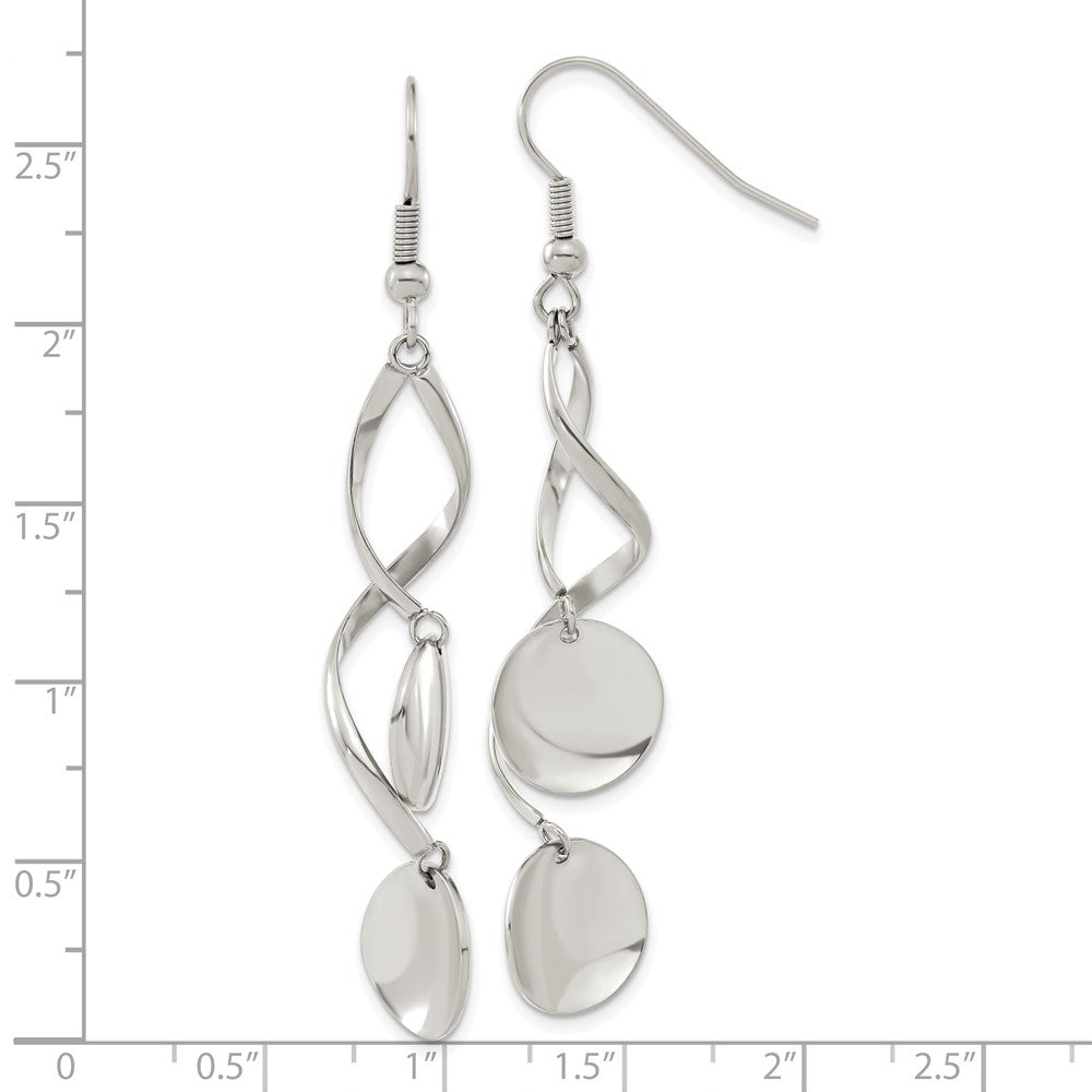 Chisel Stainless Steel Polished Twisted Shepherd Hook Earrings