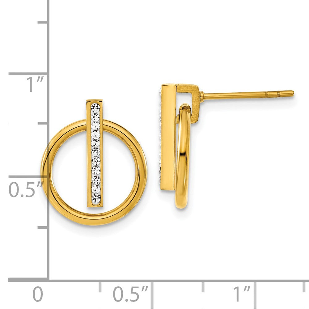 Chisel Stainless Steel Polished Yellow IP-plated Preciosa Crystal Post Dangle Earrings