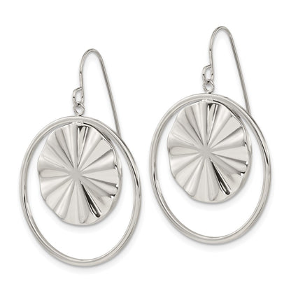 Chisel Stainless Steel Polished Dangle Shepherd Hook Earrings