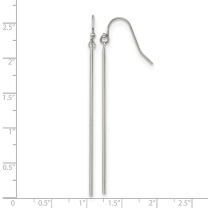 Chisel Stainless Steel Polished Bar Dangle Shepherd Hook Earrings