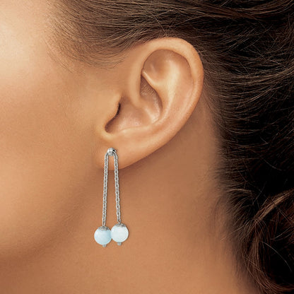 Chisel Stainless Steel Polished with Blue Quartz Moveable Dangle Post Earrings