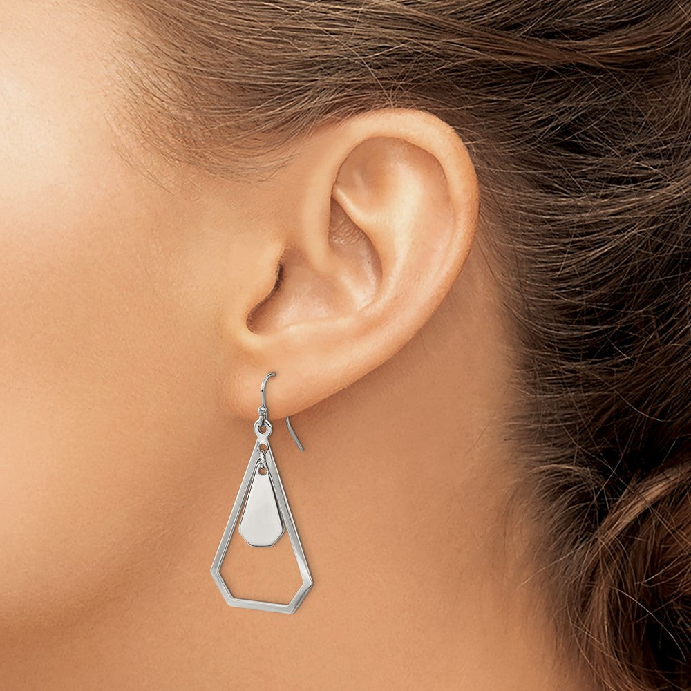 Chisel Stainless Steel Polished Dangle Shepherd Hook Earrings