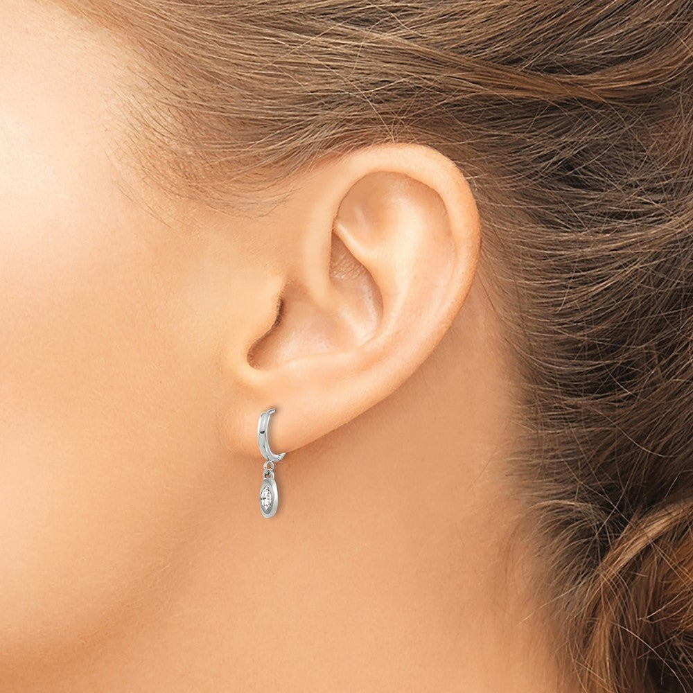 Chisel Stainless Steel Polished with Crystal Dangle Hoop Earrings