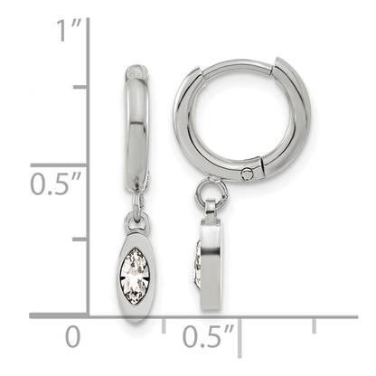 Chisel Stainless Steel Polished with Crystal Dangle Hoop Earrings