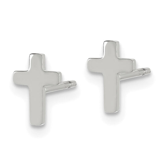 Chisel Stainless Steel Polished Cross Earrings