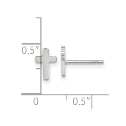 Chisel Stainless Steel Polished Cross Earrings