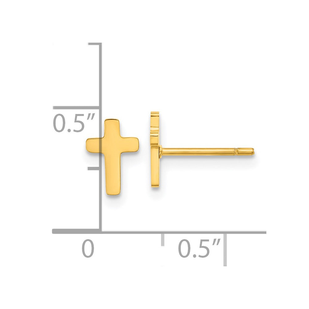 Chisel Stainless Steel Polished Yellow IP-plated Cross Earrings
