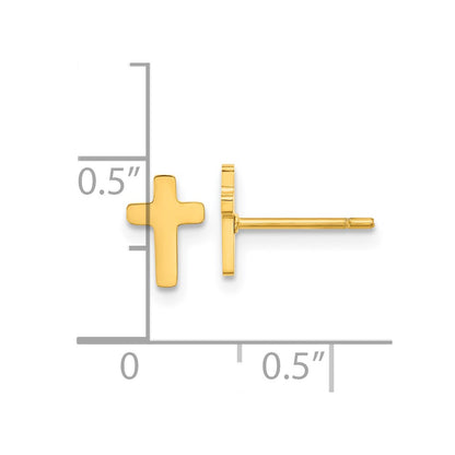 Chisel Stainless Steel Polished Yellow IP-plated Cross Earrings