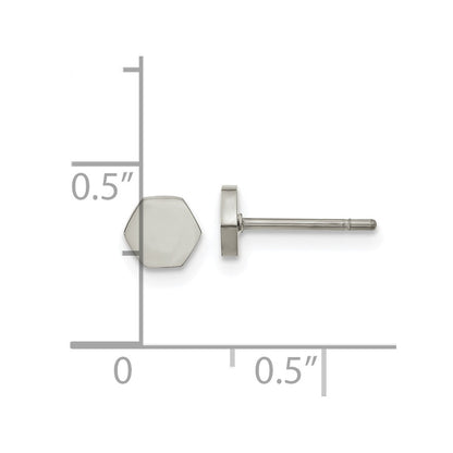 Chisel Stainless Steel Polished Hexagon Post Earrings