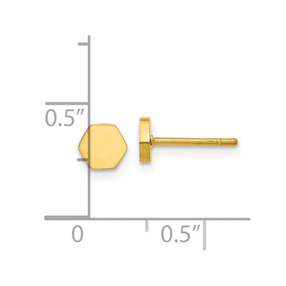 Chisel Stainless Steel Polished Yellow IP-plated Hexagon Post Earrings