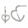 Chisel Stainless Steel Polished with Crystals Double Heart Post Hoops