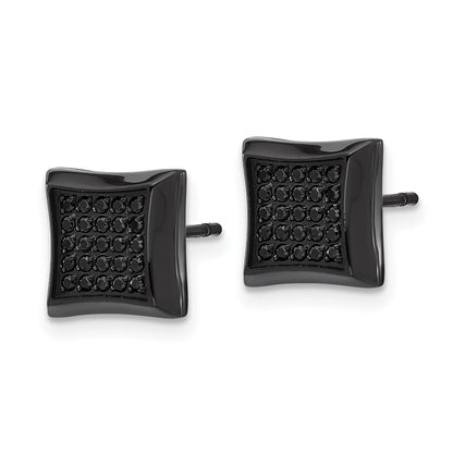 Chisel Stainless Steel Polished Black IP-plated Black 50 CZ Stud Earrings