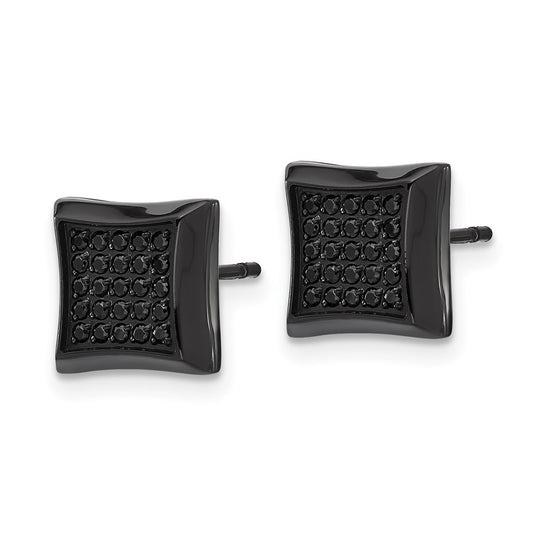 Chisel Stainless Steel Polished Black IP-plated Black 50 CZ Stud Earrings