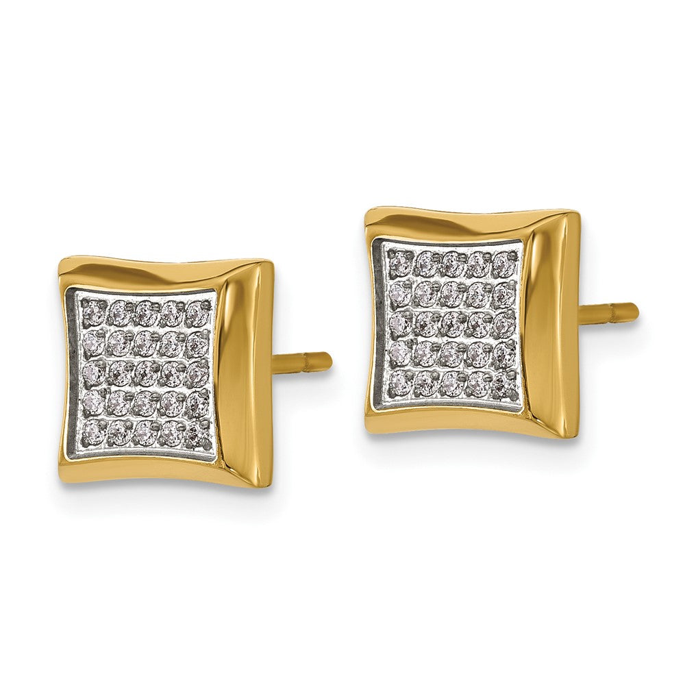 Chisel Stainless Steel Polished Yellow IP-plated 50 CZ Stud Earrings