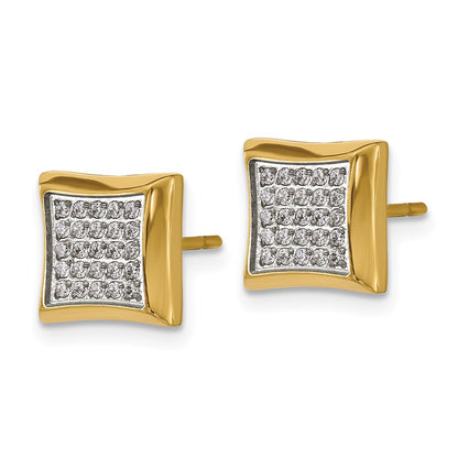 Chisel Stainless Steel Polished Yellow IP-plated 50 CZ Stud Earrings