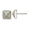 Chisel Stainless Steel Polished White Carbon Fiber Inlay Pyramid Stud Earrings