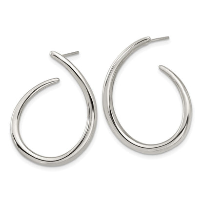 Chisel Stainless Steel Polished Curled Post Hoop Earrings