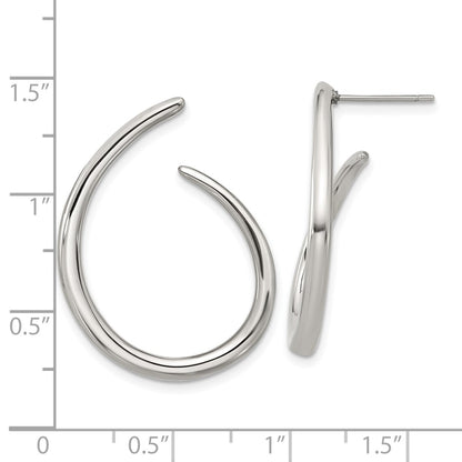 Chisel Stainless Steel Polished Curled Post Hoop Earrings