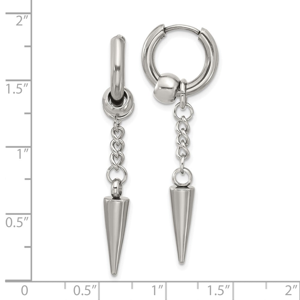 Chisel Stainless Steel Polished Spike Dangle Hinged Hoop Earrings