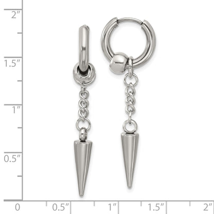 Chisel Stainless Steel Polished Spike Dangle Hinged Hoop Earrings