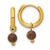 Chisel Stainless Steel Polished Yellow IP-plated with Removeable Tiger's Eye Dangle Hinged Hoop Earrings