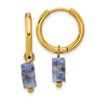 Chisel Stainless Steel Polished Yellow IP-plated with Removeable Blue Sodalite Dangle Hinged Hoop Earrings