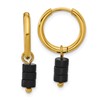 Chisel Stainless Steel Polished Yellow IP-plated with Removeable Black Agate Dangle Hinged Hoop Earrings
