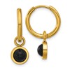 Chisel Stainless Steel Polished Yellow IP-plated with Removeable Black Agate Dangle Hinged Hoop Earrings