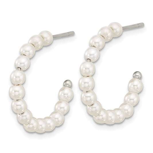 Chisel Stainless Steel Polished White Mother of Pearl J-Hoop Earring