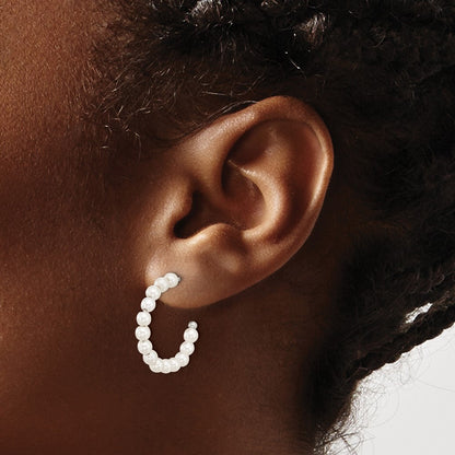 Chisel Stainless Steel Polished White Mother of Pearl J-Hoop Earring