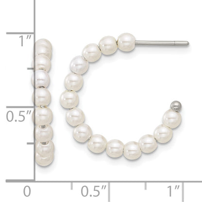 Chisel Stainless Steel Polished White Mother of Pearl J-Hoop Earring